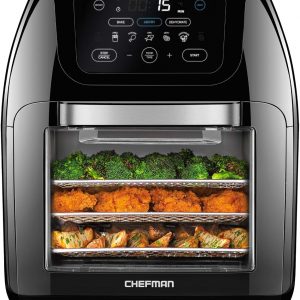 CHEFMAN 10L air fryer oven with digital controls, rotisserie, and dehydrator