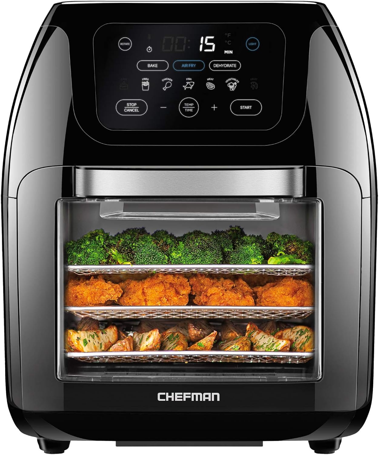 chef CHEFMAN 10L air fryer oven with digital controls, rotisserie, and dehydrator